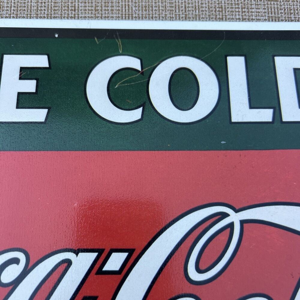 COKE SIGN VINTAGE METAL COCA COLA TIN SIGN - 1993 -Reproduction-16” X 11” - Picture 6 of 8
